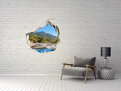 Trompe l'oeil buco nel muro Paesaggio montano dietro il buco nel muro