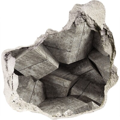 Trompe l'oeil buco nel muro Un muro danneggiato che si affaccia su uno spazio in cemento