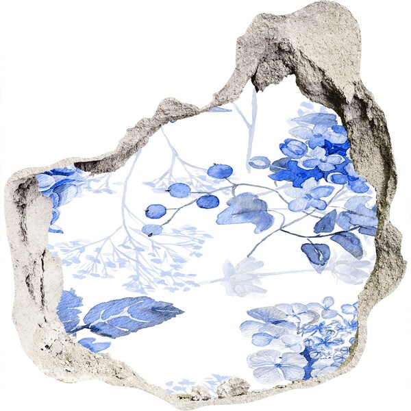 Trompe l'oeil buco nel muro Vista di fiori attraverso un buco nel muro