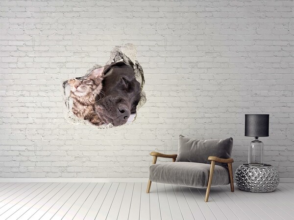 Adesivo effetto buco nel muro Un dolce momento di amicizia