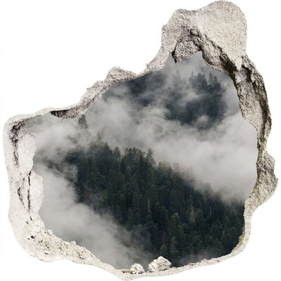 Trompe l'oeil buco nel muro Valle verde tra le nuvole