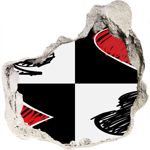 Adesivo effetto buco nel muro Muro spezzato con dettagli rossi