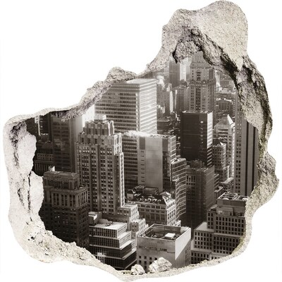 Finto buco nel muro 3D Vista della città da un buco nel muro