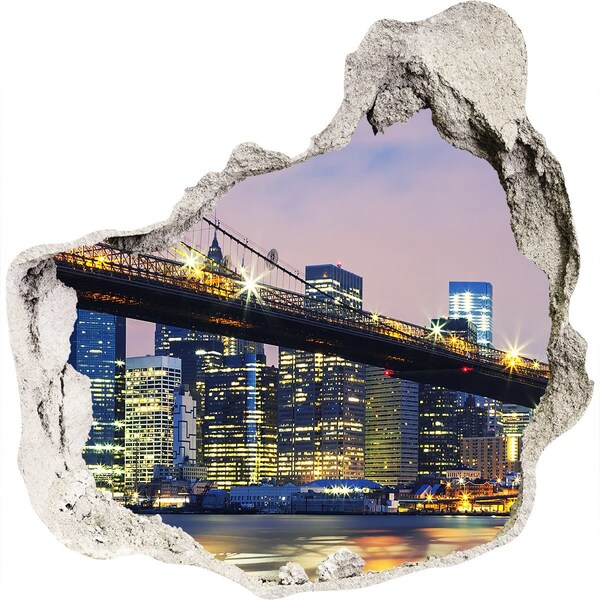 Finto buco nel muro 3D Ponte di Brooklyn di notte