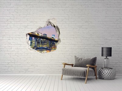 Finto buco nel muro 3D Ponte di Brooklyn di notte