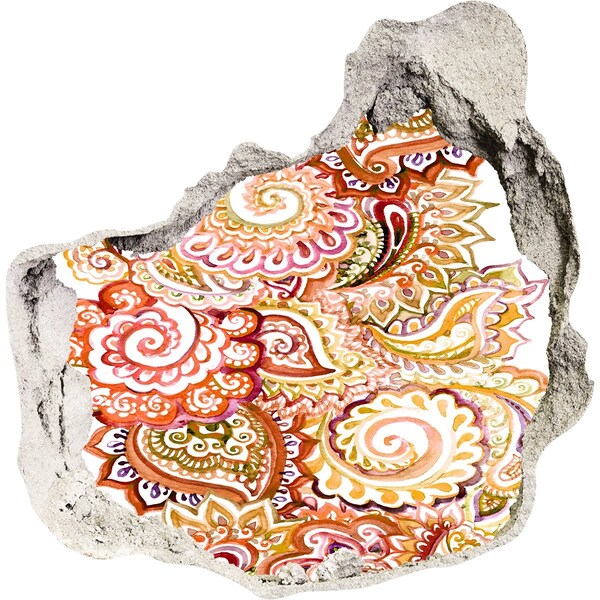 Adesivo effetto buco nel muro Motivi colorati su uno sfondo di cemento