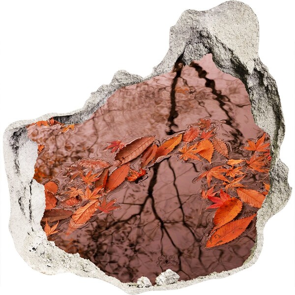 Adesivo effetto buco nel muro Superficie dell'acqua autunnale