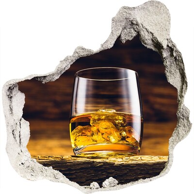 Finto buco nel muro 3D Un bicchiere di whisky con ghiaccio