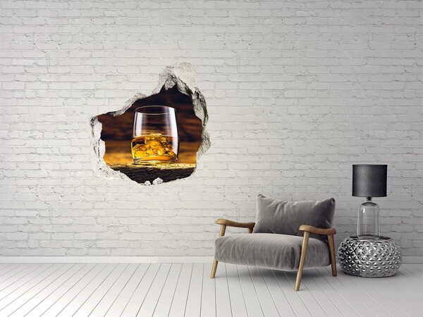 Finto buco nel muro 3D Un bicchiere di whisky con ghiaccio
