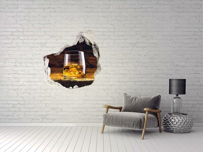 Finto buco nel muro 3D Un bicchiere di whisky con ghiaccio