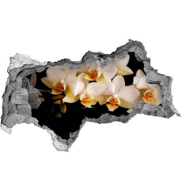 Finto buco nel muro 3D Fiori di orchidea tra le rovine