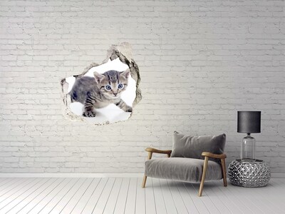 Finto buco nel muro 3D Gattino in un buco nel muro