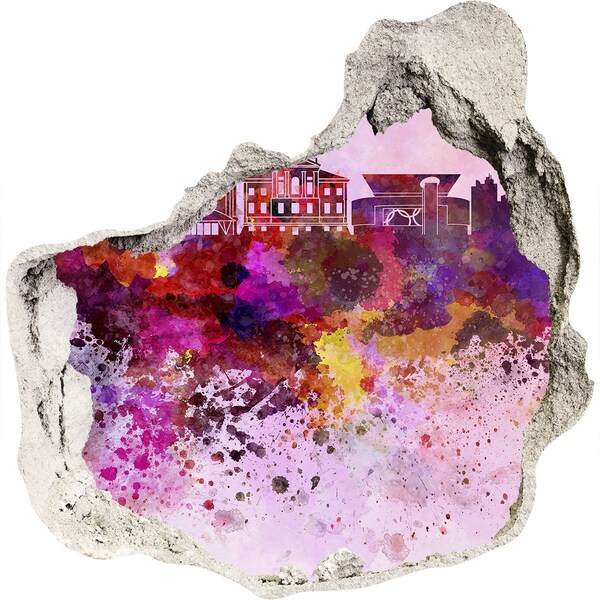 Finto buco nel muro 3D Vista colorata della città