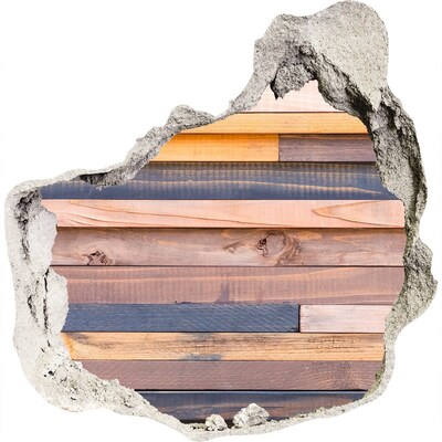 Trompe l'oeil buco nel muro Parete di legno attraverso un foro