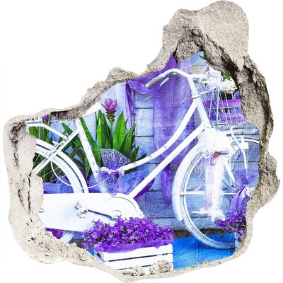 Finto buco nel muro 3D Una bicicletta in un giardino pieno di fiori