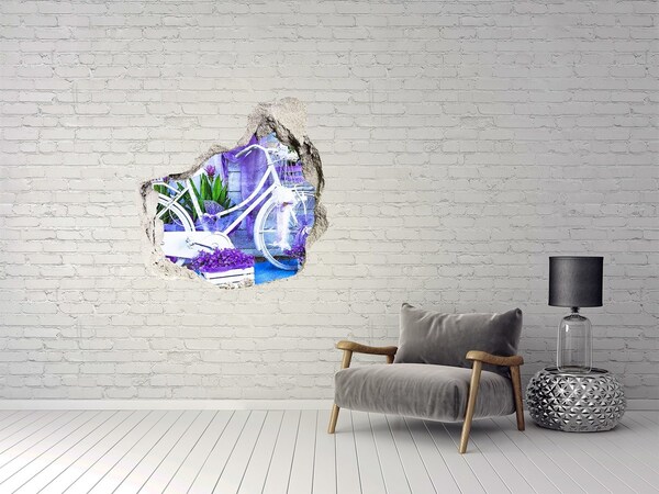 Finto buco nel muro 3D Una bicicletta in un giardino pieno di fiori