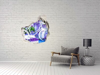 Finto buco nel muro 3D Una bicicletta in un giardino pieno di fiori