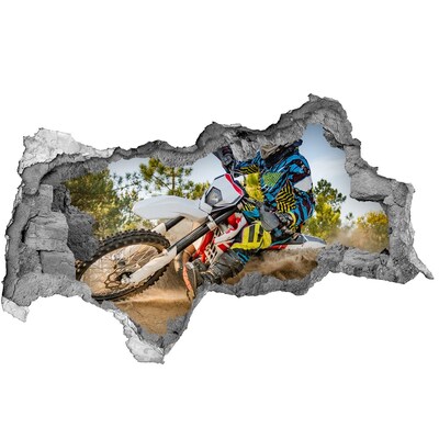 Adesivo effetto buco nel muro Motocross in azione