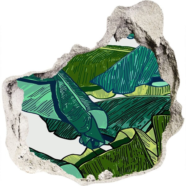 Adesivo effetto buco nel muro Giardino tropicale con foglie di banano