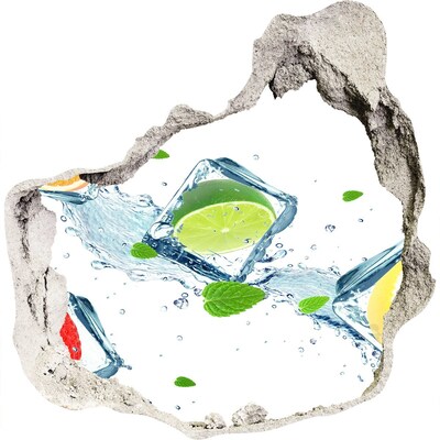 Trompe l'oeil buco nel muro Un cocktail rinfrescante in un'atmosfera estiva.