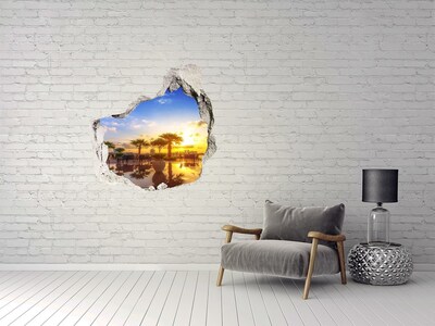 Trompe l'oeil buco nel muro Tramonto ai tropici