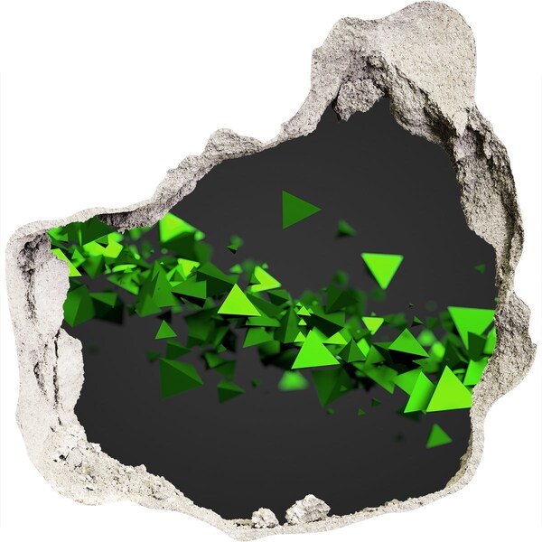 Finto buco nel muro 3D Geometria verde in un buco nel muro