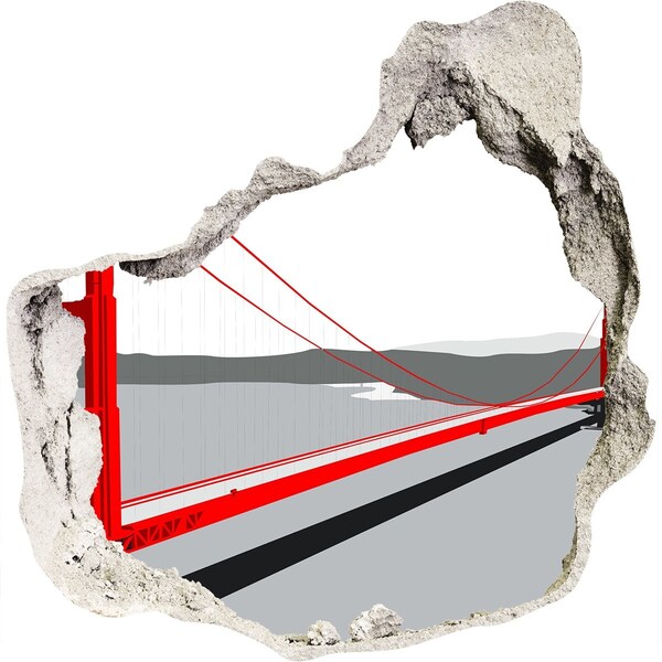 Trompe l'oeil buco nel muro Golden Gate Bridge in California