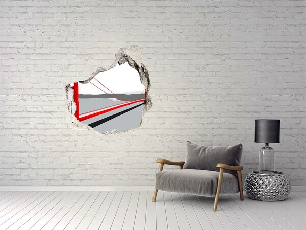 Trompe l'oeil buco nel muro Golden Gate Bridge in California