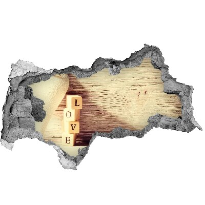 Adesivo effetto buco nel muro Amore in un muro in rovina