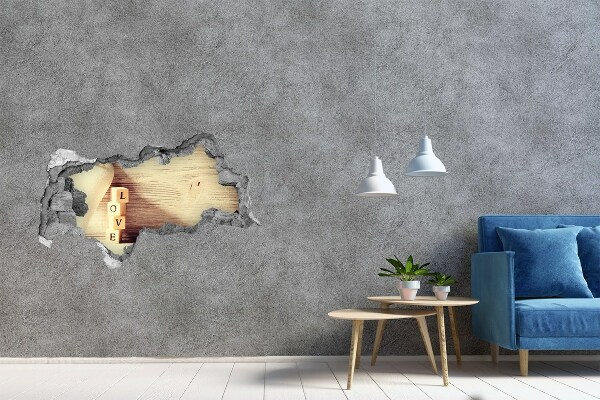 Adesivo effetto buco nel muro Amore in un muro in rovina