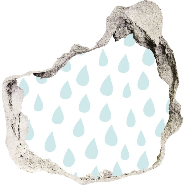 Adesivo effetto buco nel muro Gocce di pioggia dietro il muro