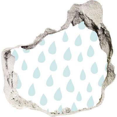 Adesivo effetto buco nel muro Gocce di pioggia dietro il muro