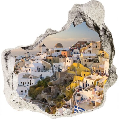 Adesivo effetto buco nel muro Santorini in Grecia