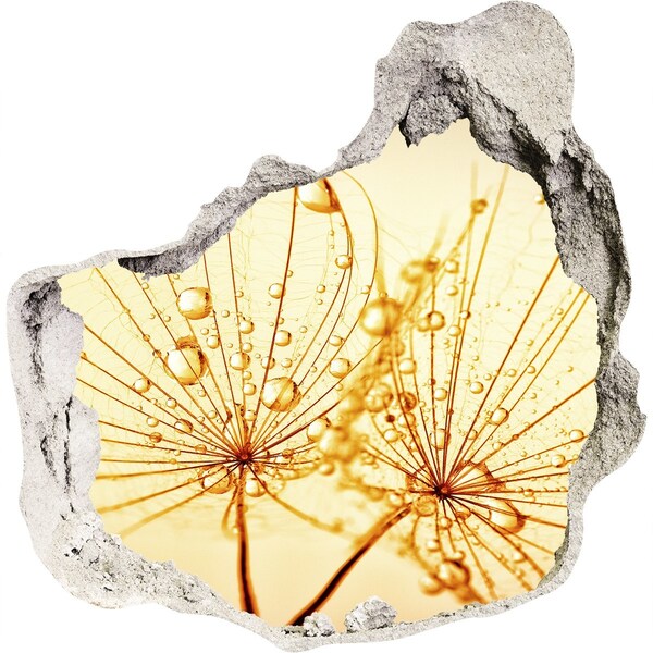 Trompe l'oeil buco nel muro Fiori dorati nel cemento