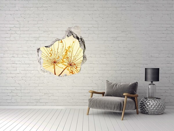 Trompe l'oeil buco nel muro Fiori dorati nel cemento