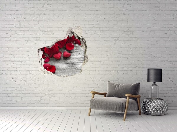 Trompe l'oeil buco nel muro Spazio romantico con rose