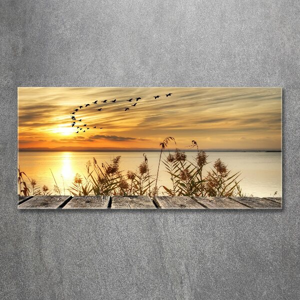 Quadro vetro acrilico Molo sul lago