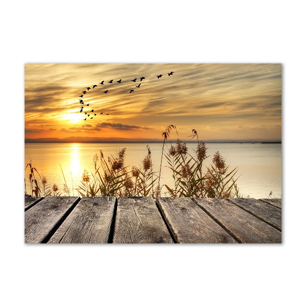 Quadro vetro acrilico Molo sul lago