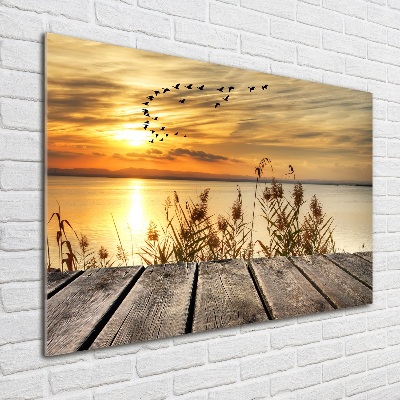 Quadro vetro acrilico Molo sul lago