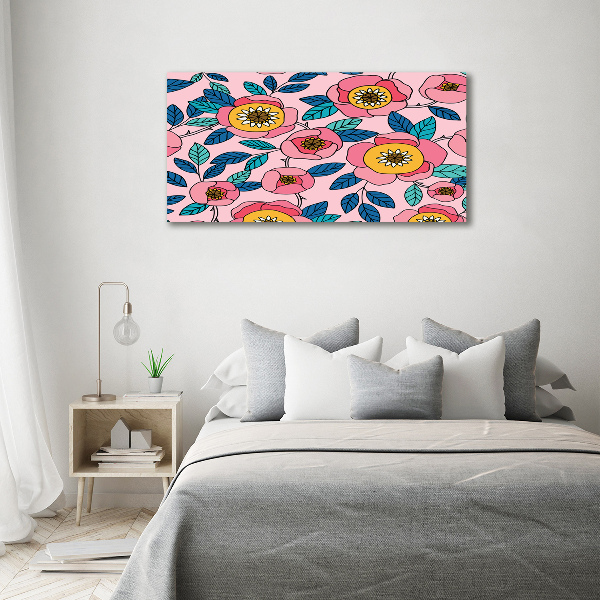 Quadro in vetro acrilico Fiori rosa