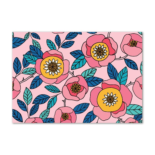 Quadro in vetro acrilico Fiori rosa