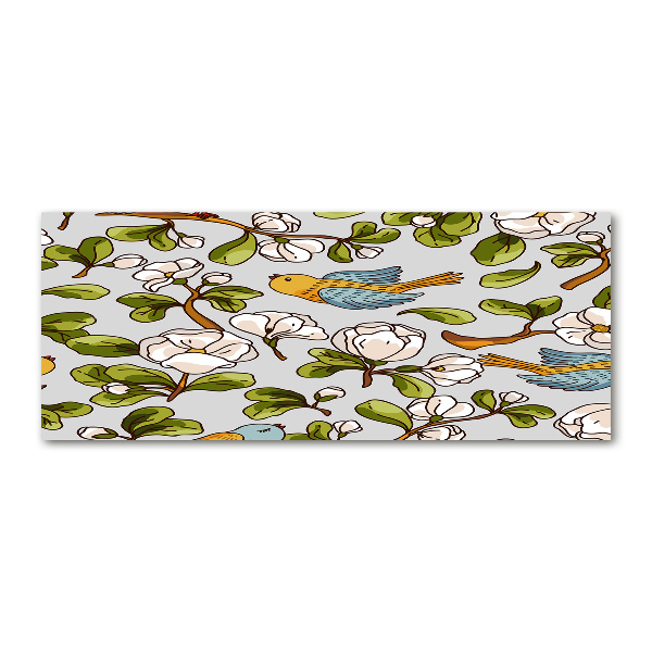 Quadro vetro acrilico Fiori e uccelli