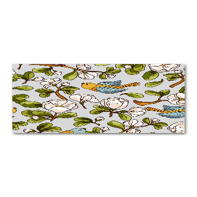 Quadro vetro acrilico Fiori e uccelli