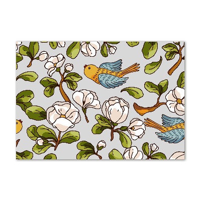 Quadro vetro acrilico Fiori e uccelli