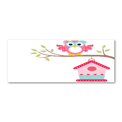 Quadro su vetro acrilico Gufo su un ramo