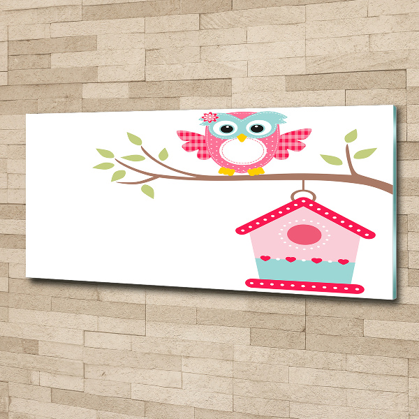 Quadro su vetro acrilico Gufo su un ramo