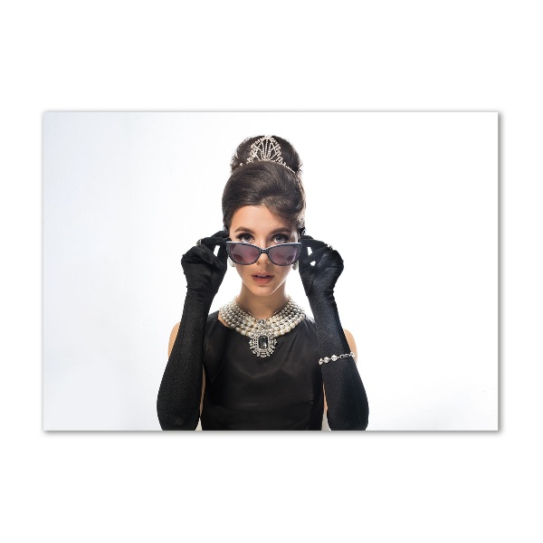 Quadro in vetro acrilico Donna con gli occhiali