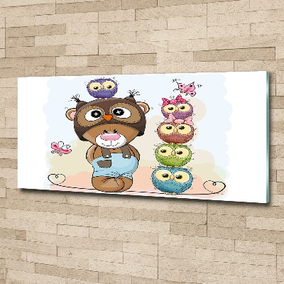 Quadro vetro acrilico Orsacchiotti e gufi