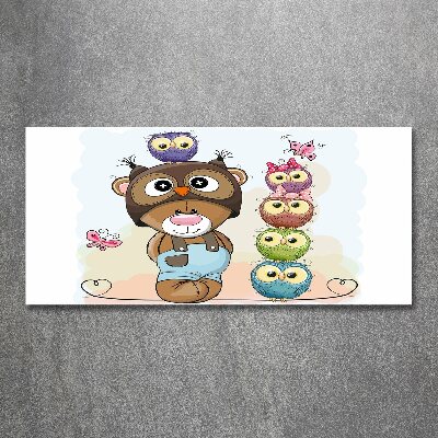 Quadro vetro acrilico Orsacchiotti e gufi