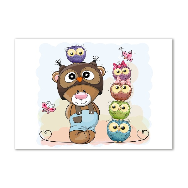 Quadro vetro acrilico Orsacchiotti e gufi